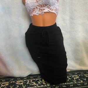 Fashion Nova Black bodycon distressed skirt